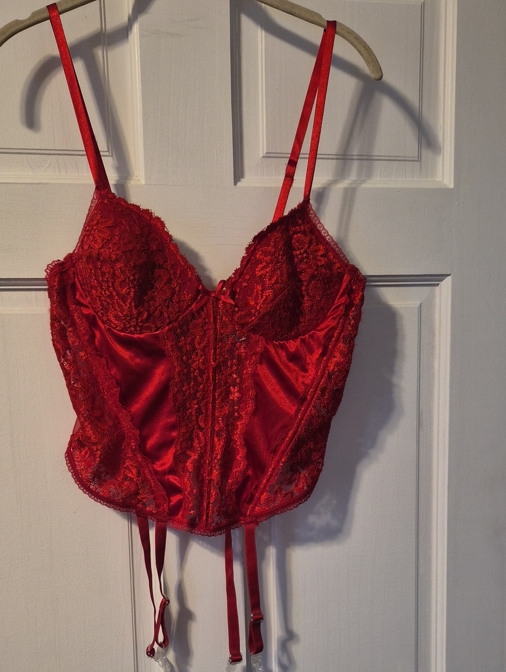 Secret Treasures Red Lace Satin Bustier